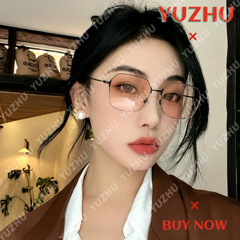 (YUZHU) Mode Baru Logam Bingkai Tipis Kacamata Hitam Vintage Mode Cahaya Kerai Kacamata Hitam Anti Biru Eyeglasses