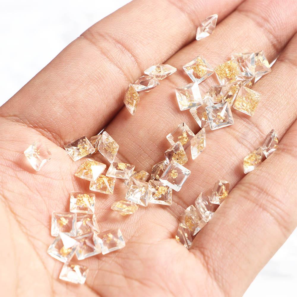 Mxbeauty Dekorasi Nail Art Mini Resin DIY Bahan Stereo Foil Emas Kuku Kecantikan Manicure Tools Hiasan Kuku