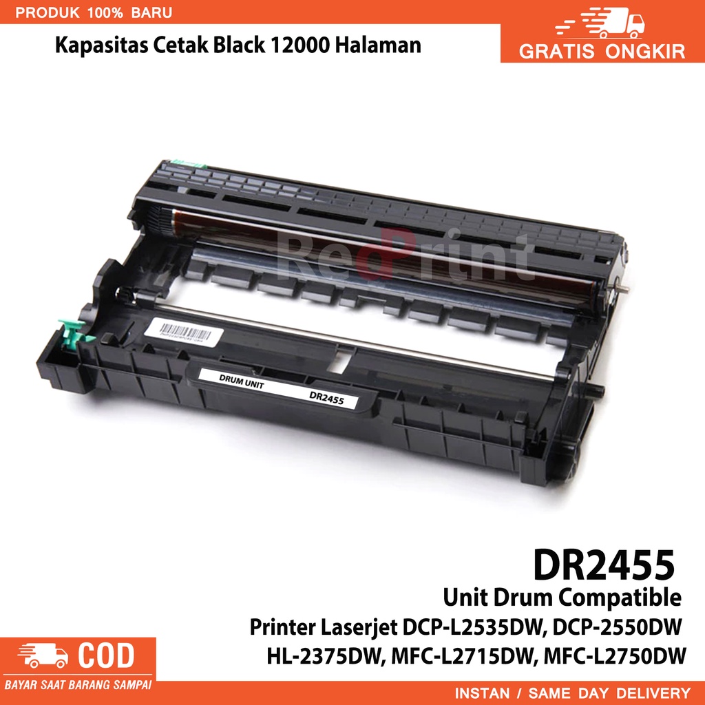 Unit drum DR2455 Printer DCP-L2535DW, DCP-2550DW, HL-2375DW MFC-L2715DW, MFC-L2750DW