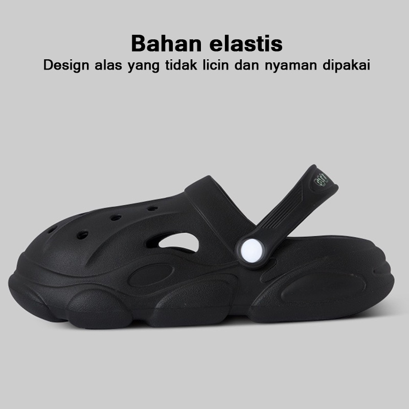 Highland Sandal Couple Sendal Slop Karet Jelly PVC Sandal Rumah Wanita Sandal Outdoor Pria Hitam HSN116