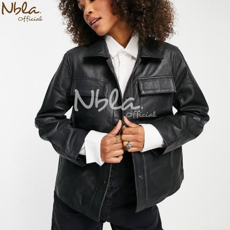 Jaket Hitam Wanita Jaket Kemeha Oversize Kemeja Kulit Wanita Oversized Learher Jacket Jaket Wanita C