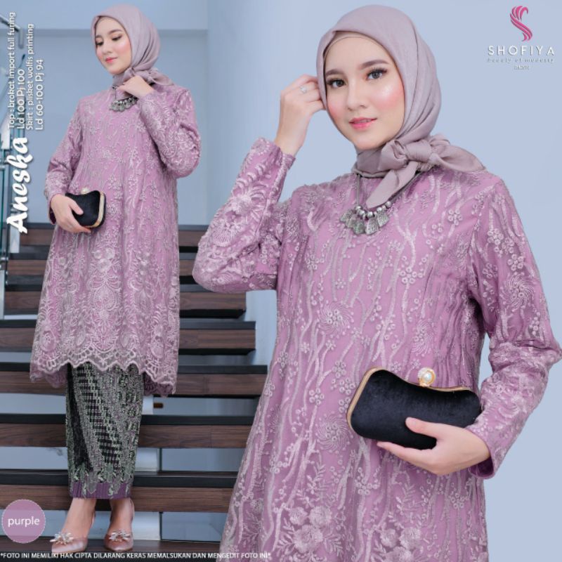 [NEW] ANESKA DRESS ORI SHOFIYA - BAJU PESTA SET TUNIK ROK BATIK BRUKAT IMPORT