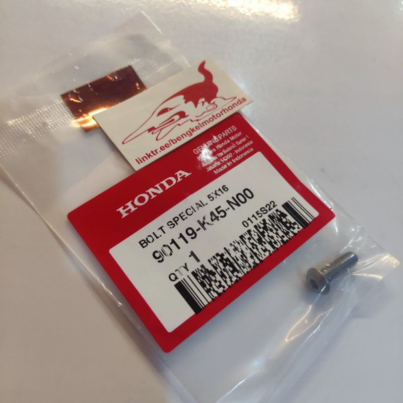 Bolt Special Upper Cowl 5x16 Baut Visor Panel Depan CB CBR 150 250 RR Ori AHM 90119K45N00