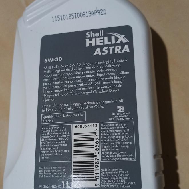 OLI Shell Helix Astra 5W-30 API SN +
