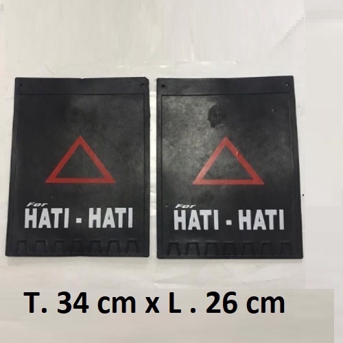 Karpet Lumpur Hati Hati 50 x 50 cm Truk Double Roda dan 26 x34 cm Single Roda L300 Engkel Pickup Box 2pcs (sepasang) bahan Rubber Mudguard tulisan hati hati