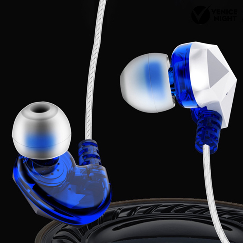 (VNEP) (Berkabel) S360 Sports Running Earphones Fashion In-ear Diamond Shaped Music Bass Earplugs