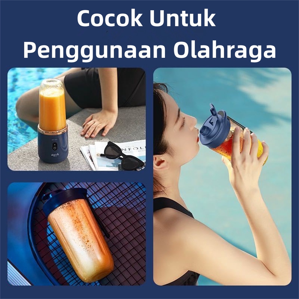 Blender Portable Mini Juicer 6 Mata Pisau 400ML Blander Jus Buah Port Charger USB Electric Blender Kapsul