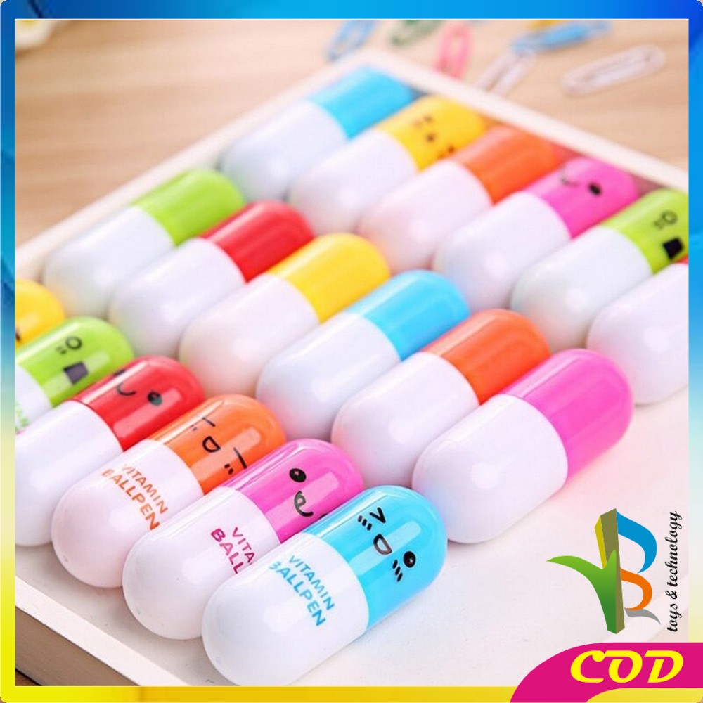 RB-A4 Pulpen Emoticon Vitamin / Pen Unik / Pena Kapsul / Pulpen Stationary Souvenir Pernikahan