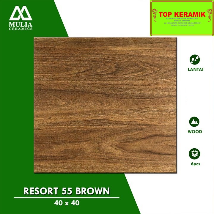 Keramik Lantai Mulia 40x40 Resort Brown Kw 1
