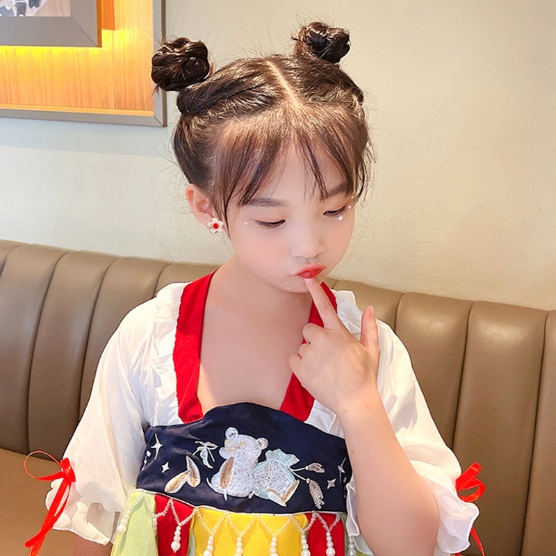 10pcs / Set Anting Klip Tanpa Tindik Desain Kartun Bunga Buah Hewan Bahan Akrilik Gaya Korea Untuk Anak Perempuan