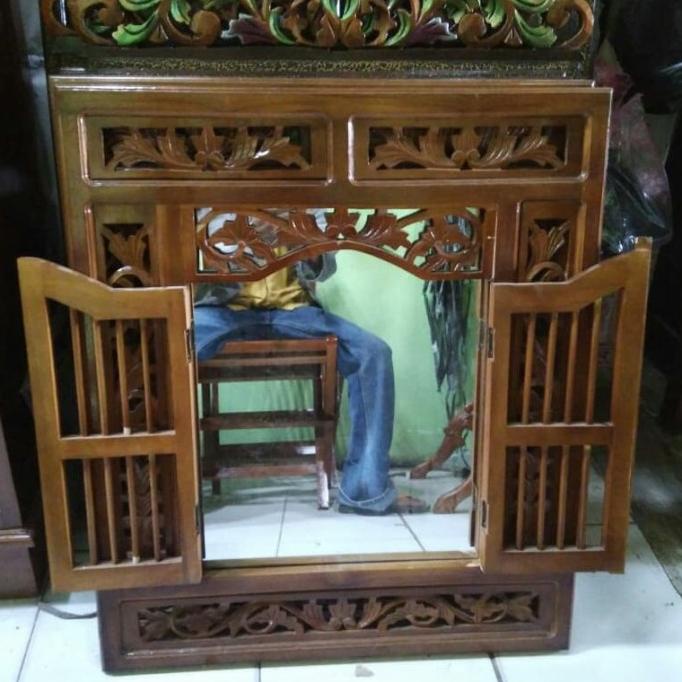Hiasan Dinding Krepyak Cermin Dari Kayu Jati