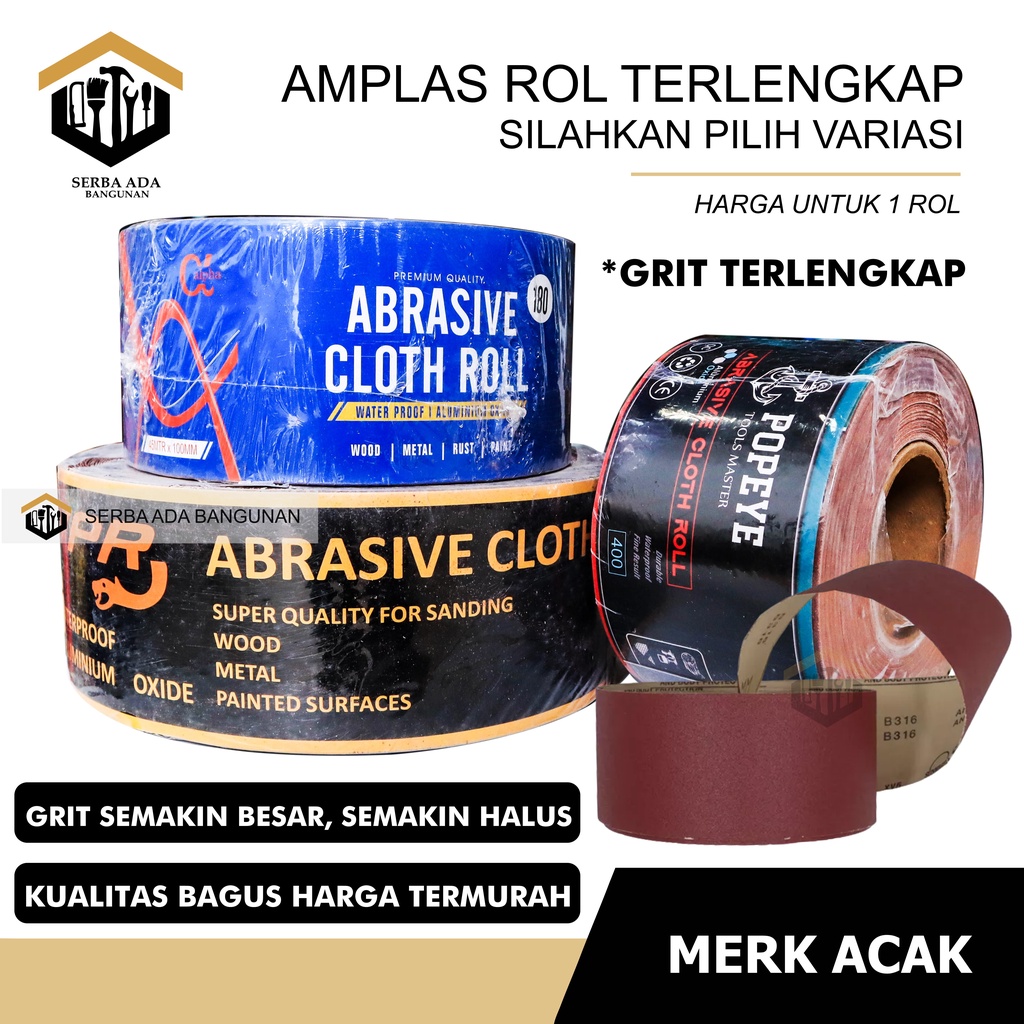 Amplas Meteran Roll Kayu Tembok Ampelas Rol Grit 60.100.120.150.180.240.400 - Harga 1 Roll