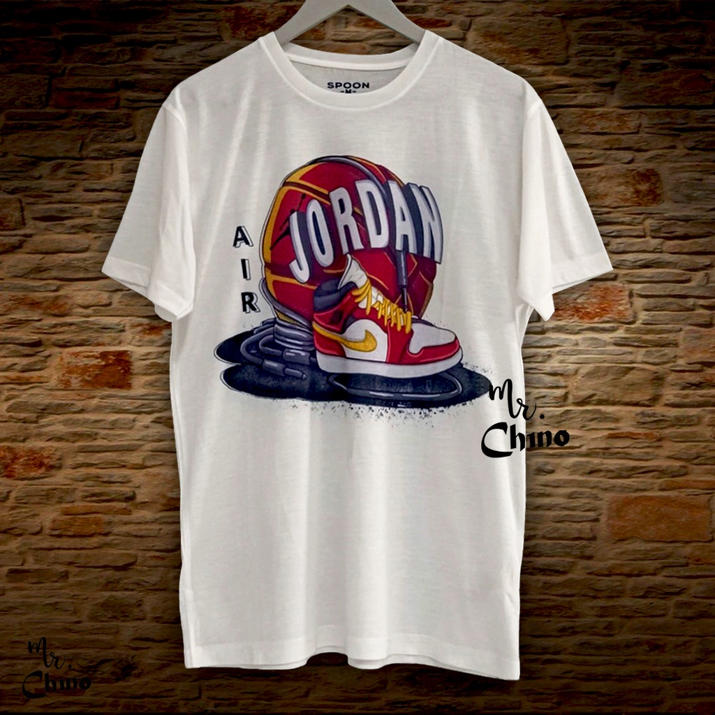 Kaos Pria Distro Motif Ultimate Jordan Sneak | Baju Kaos Putih Laki Laki Dewasa | T Shirt Basket Cow