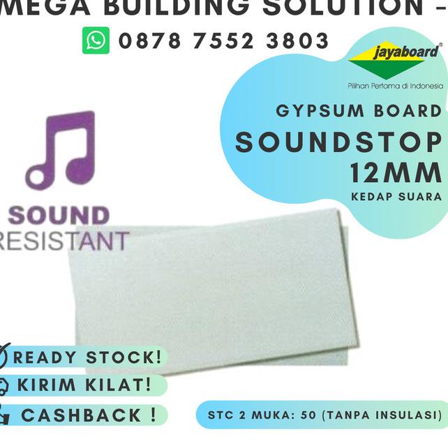 Papan Gipsum KEDAP SUARA SOUNDSTOP 12 mm - Gypsum Jayaboard