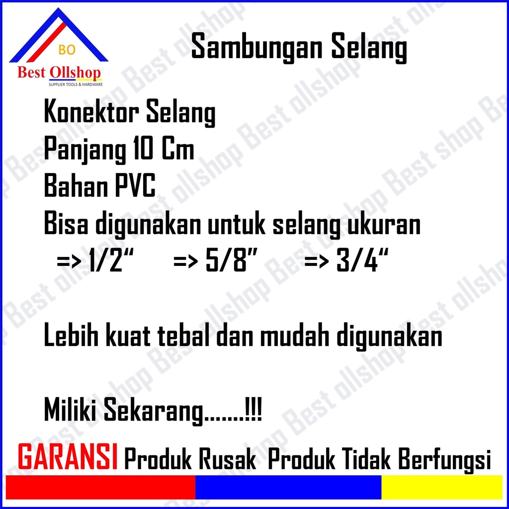 Sambungan Konektor Selang Air/ Sambungan Plastik PVC Selang Air / Penyambung Selang Air