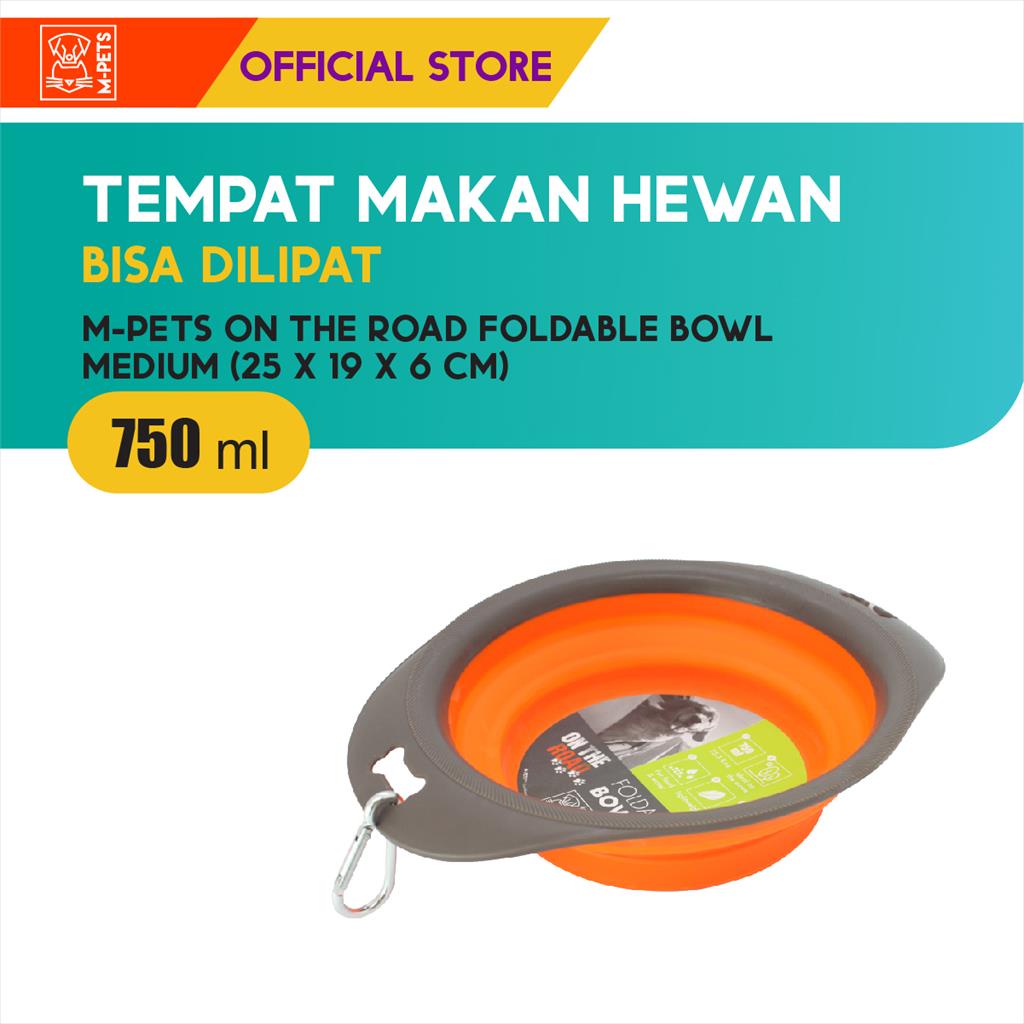 M-Pets On The Road Foldable Bowl Medium / Tempat Makan Lipat Hewan