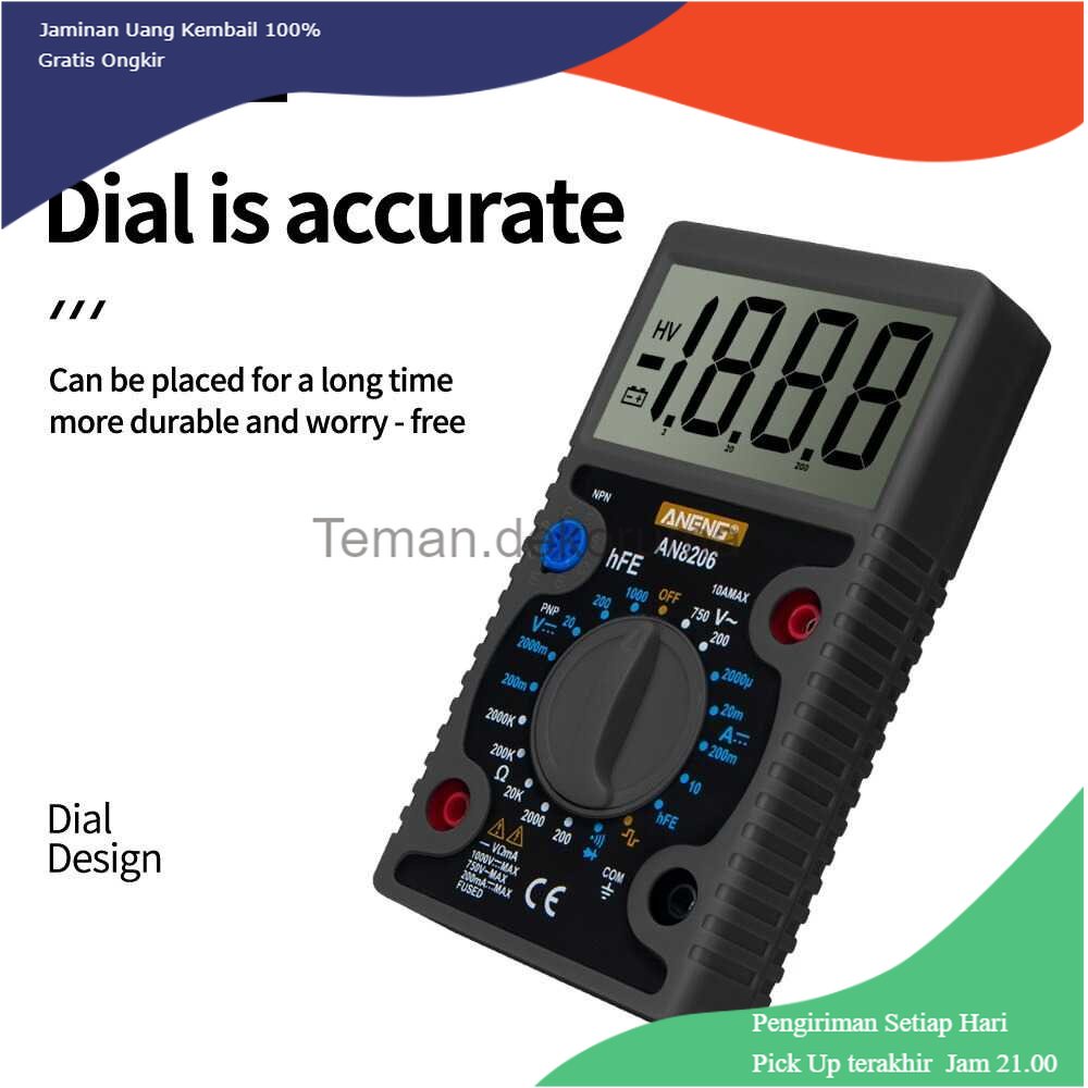 TD- PR2 ANENG Digital Multimeter Voltage Tester Large Screen Display - AN8206