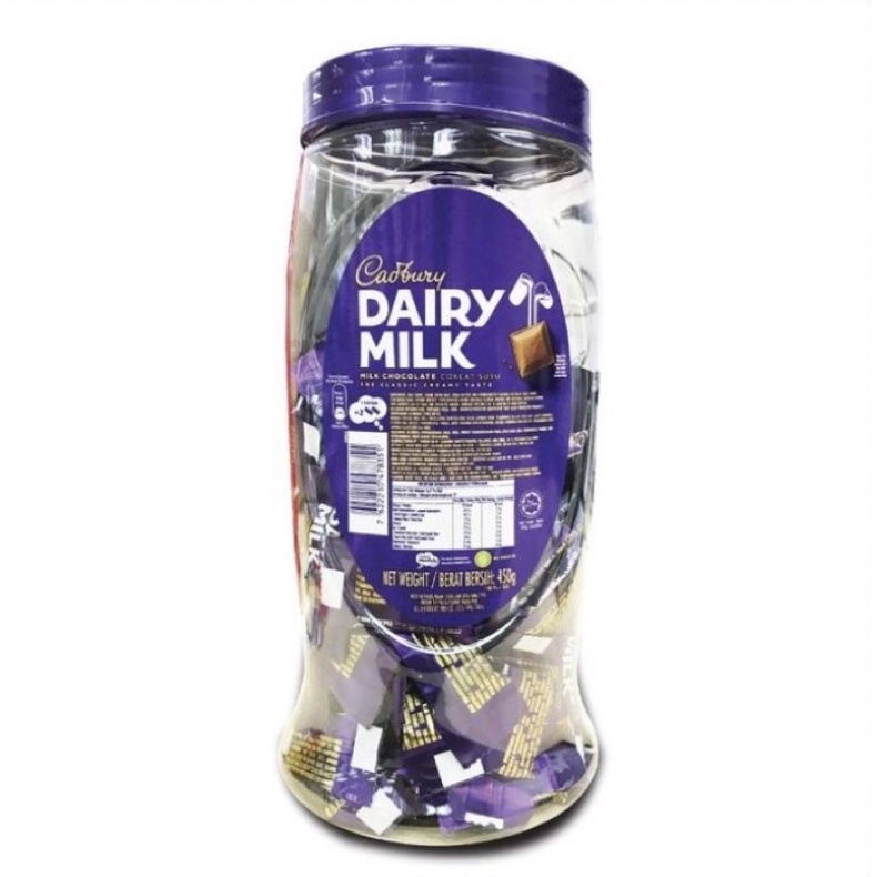 

Cokelat Cadbury Dairy Milk Toples isi 100pcs 450gr / Cokelat / Cadbury / Dairy / Milk / Toples / Chocolate / coklat / susu / malaysia