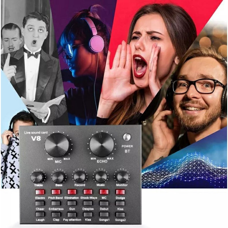 Soundcard V8 Mixer SoundCard V8 MIXER Audio USB External Soundcard Live Streaming Recoring