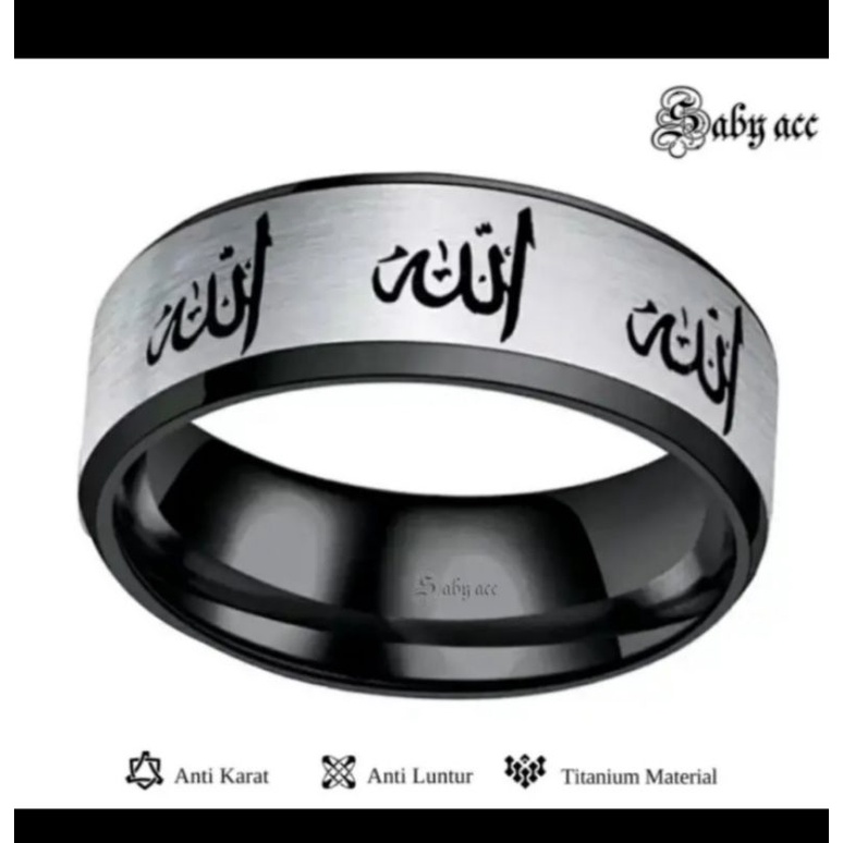 Cincin Titanium Lafaz Allah||Cincin Silver List Black Titanium