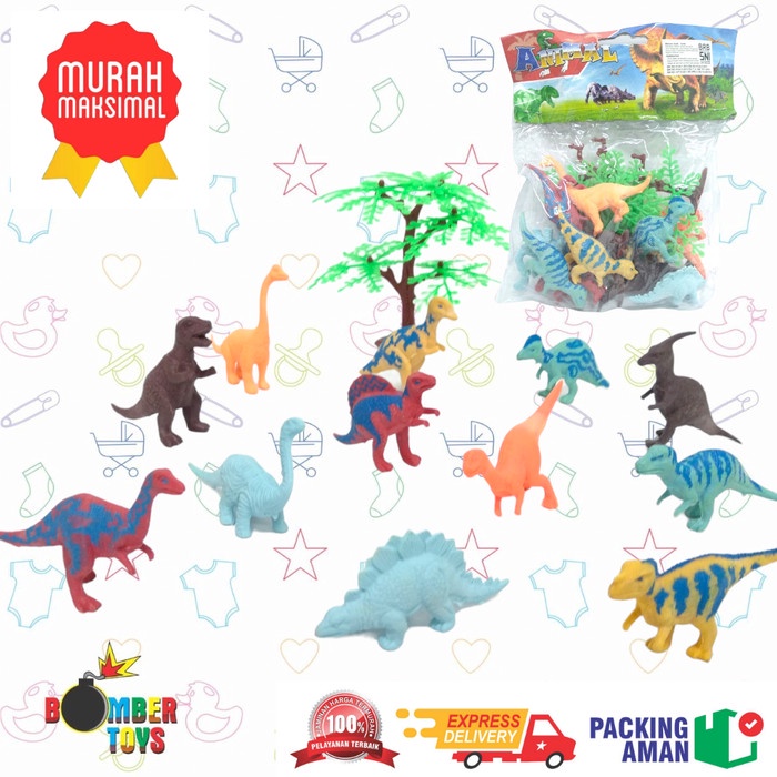 MAINAN ANAK LAKI PEREMPUAN MINI DINO DINOSAURUS KECIL KARET MINIATUR