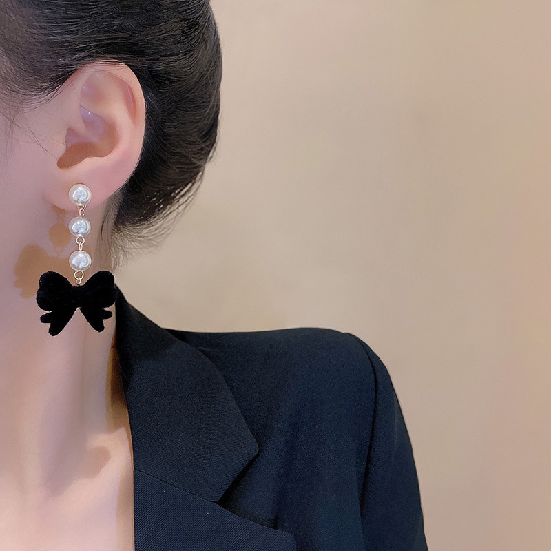 Anting Tusuk Sterling Silver 925 Model Pita Dengan Mutiara Mewah Untuk Wanita