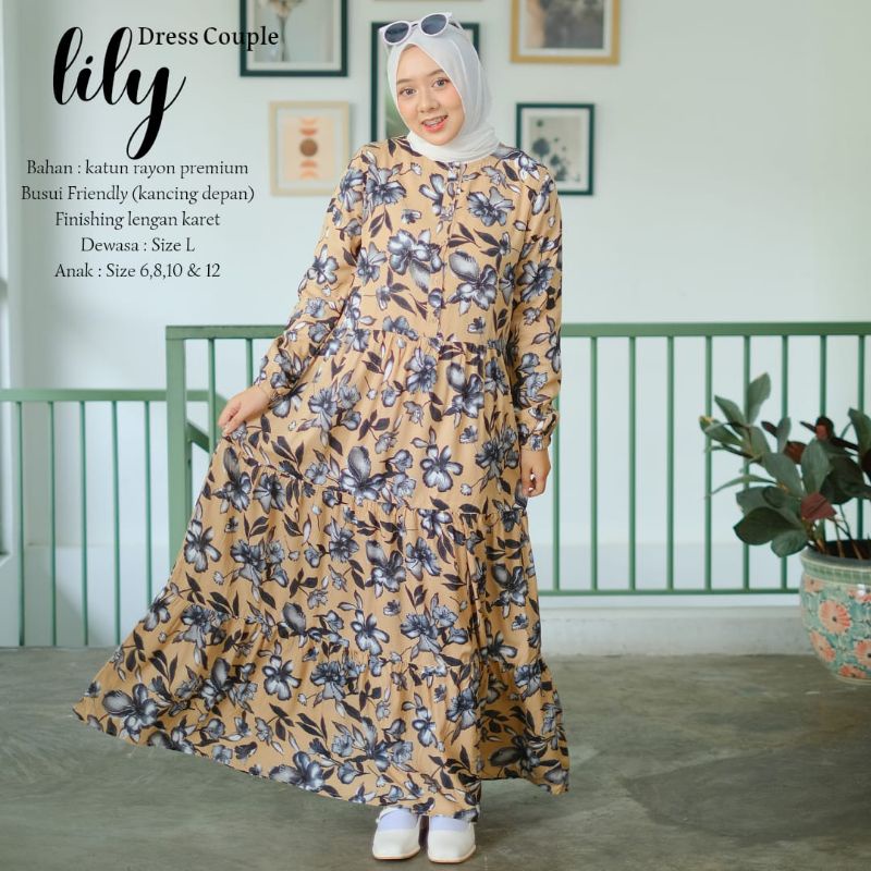 BeautyOne - Homey Dress Lily Jumbo Gamis Ibu dan Anak Couple Dress Flower Bahan Katun Rayon Premium Nyaman Dipakai | Bisa COD