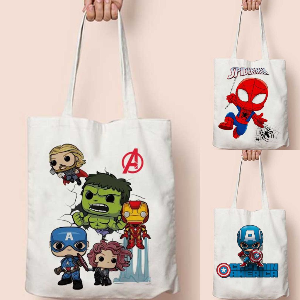 Totebag Handbag Anak Ultah Marvel Gambar Karakter Lucu Tote bag Miniso Hand bag Sekolah Ulang Tahun