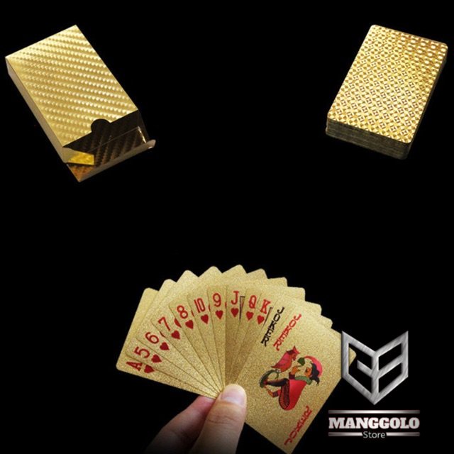 Mainan kartu Lapisan Gold Foil Motif Dollar