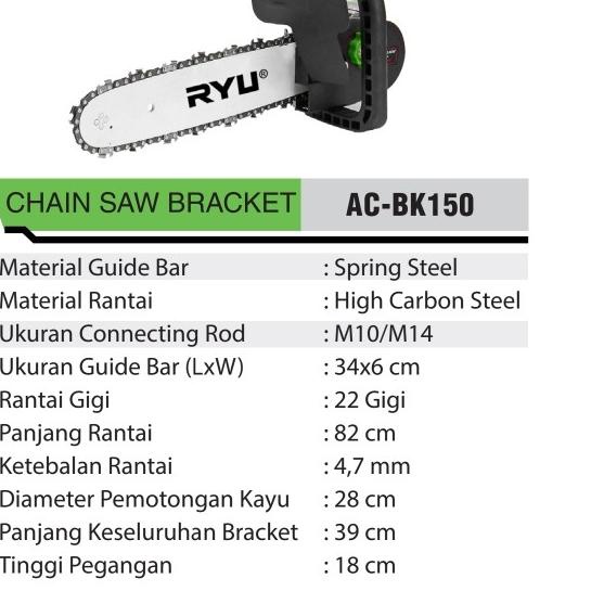RYU Mini Chainsaw/ Adaptor chainsaw/ Gerinda Tangan AC-BK150