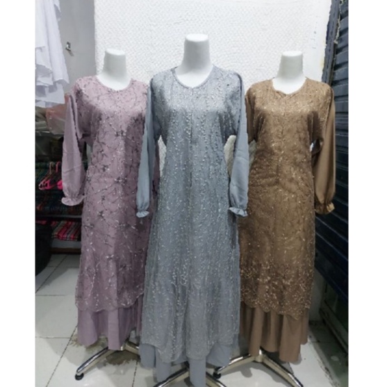 Dress Sabrina / Gamis Burkat Mutiara Model Sabrina / Gamis Dewasa