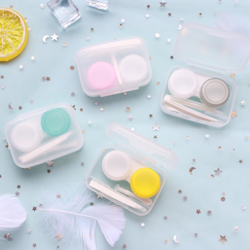 PA Travel Kit Mini Cute Warna Pastel Kotak Softlens Tempat Soflens Case Transparant Softlen Capitan Tongkat SS193