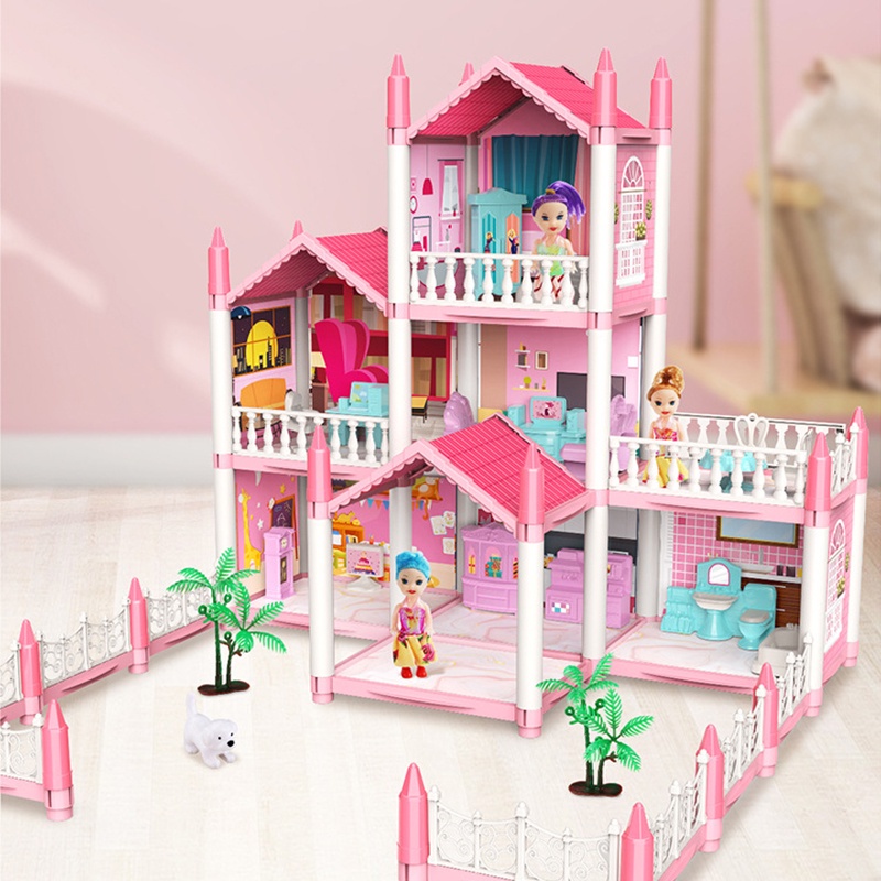 Uoptoy Mainan Princess Castle Rumah Rumahan Doll House  Play House Kado Ulang Tahun Cewek Perabot Mainan Edukasi Rumah Doll