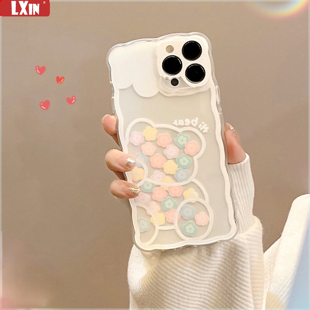 Soft Case Pelindung Pola Bunga Beruang Untuk OPPO A17 A57 2022 A77S A15 A16 A16K A54 A53 A12 A5S A7 A3S A11k A31 A52 A92 A94 A93 A37 F9 A1K A76S