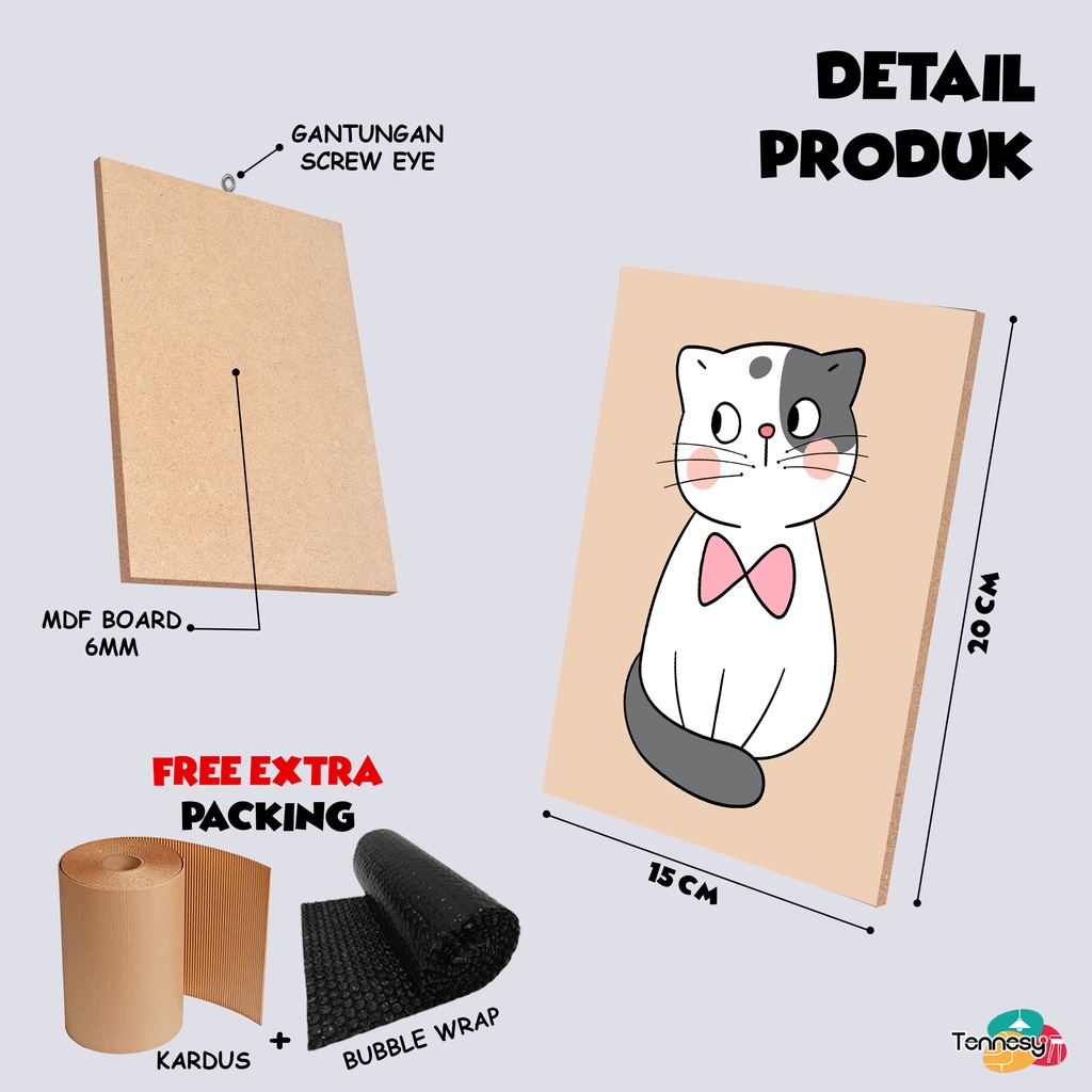 HIASAN DINDING KUCING CAT WALL DECOR 15x20CM KUCING LUCU PAJANGAN KAYU DEKORASI KAMAR RUMAH