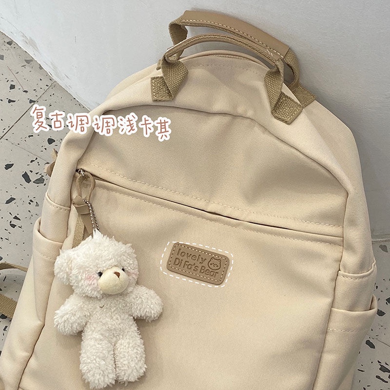 sera vintage girl heart canvas backpack female ins wind college bag versi Korea Harajuku ulzzang waterproof