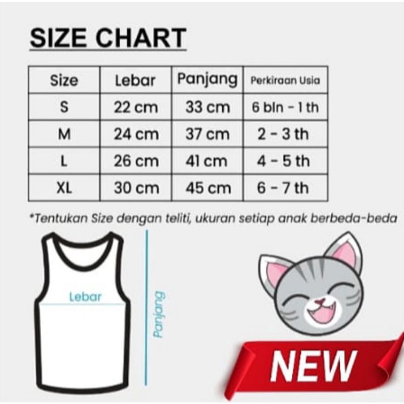 kaos dalam anak/singlet anak paket 6pcs