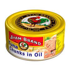 

AYAM BRAND- TUNA SANDWICH IN OIL, TUNA CHUNK IN OIL, TUNA CHUNK IN OLIVE OIL, CHILLI TUNA, TUNA IN FRIED RICE PASTE, TUNA MAYONAISE, SALMON SPREAD