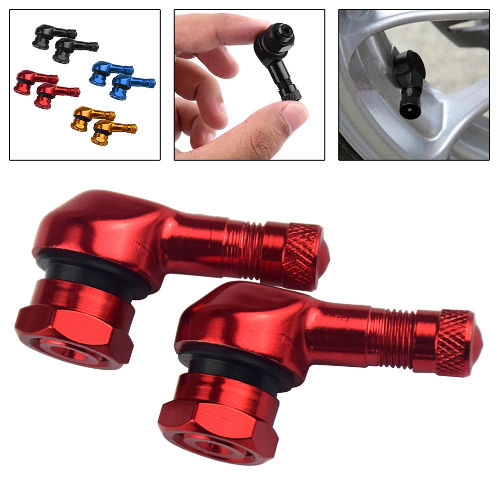 2pcs / set Katup Stem Ban Tubeless Motor Bahan Aluminum Alloy Sudut 90 Derajat