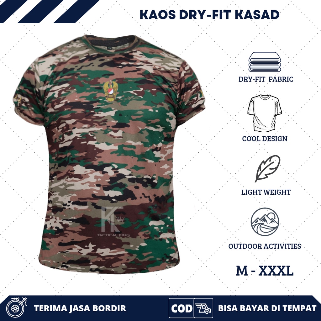 KAOS LORENG TNI AD TERBARU KAOS LORENG TNI NKRI KAOS KASAD BAHAN DRY-FIT