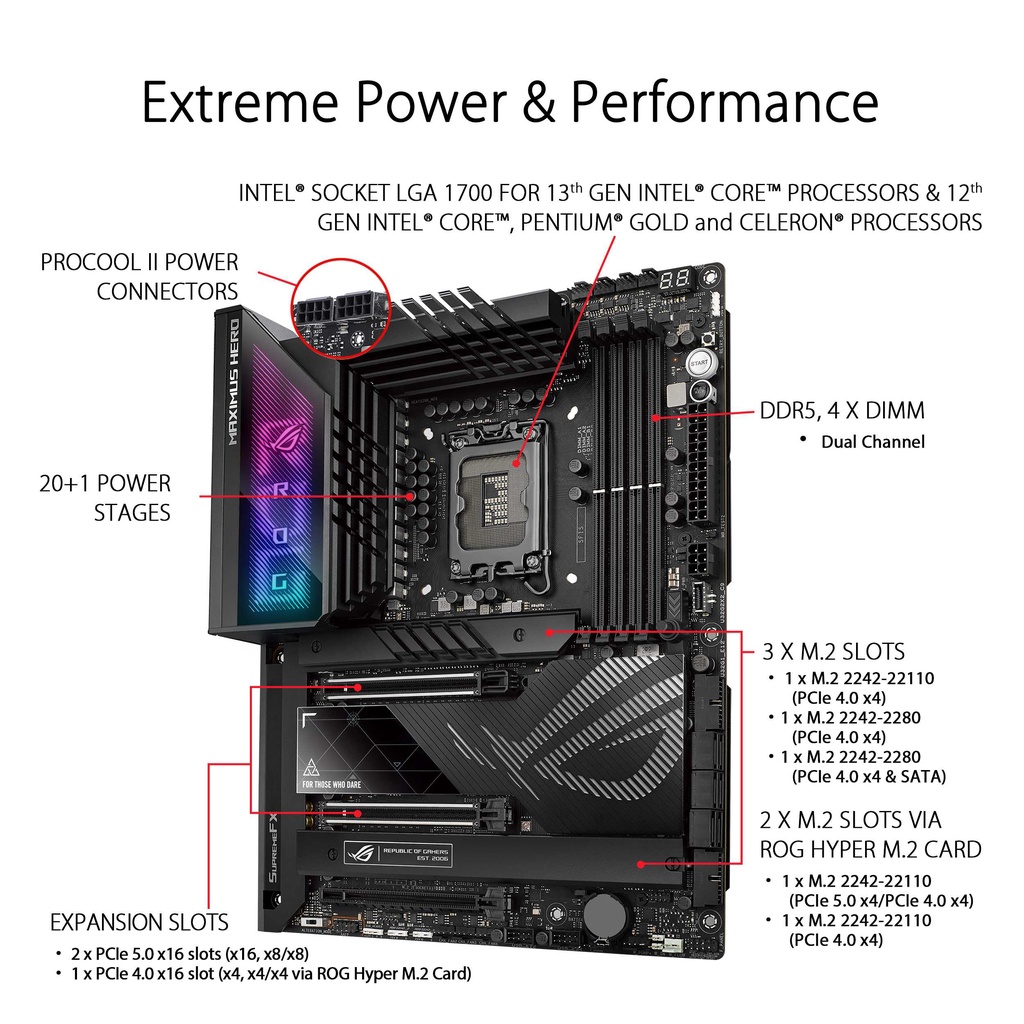 ASUS ROG MAXIMUS Z790 HERO DDR5 WIFI | Motherboard Intel LGA1700 ATX