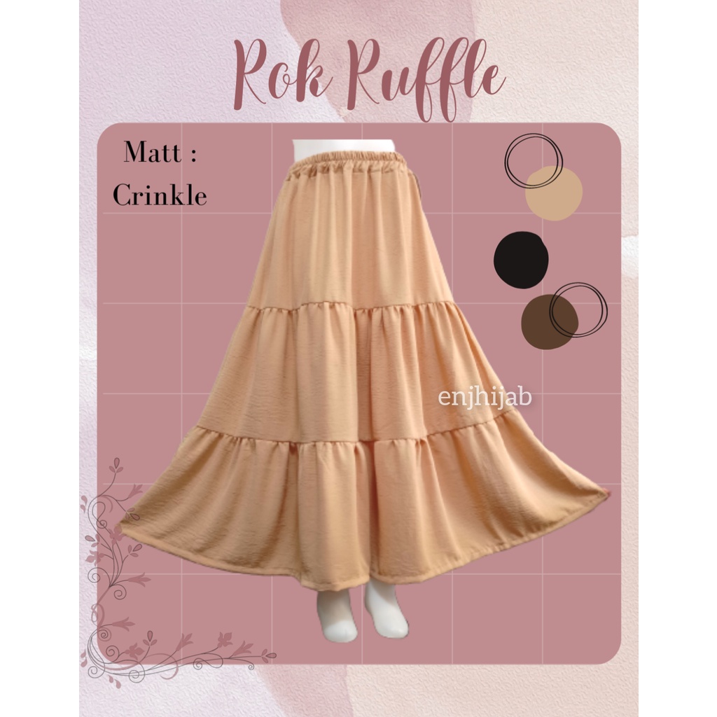 Rok Ruffle Skirt Crinkle Airflow 3 Susun Bawahan Muslim Panjang Kekinian