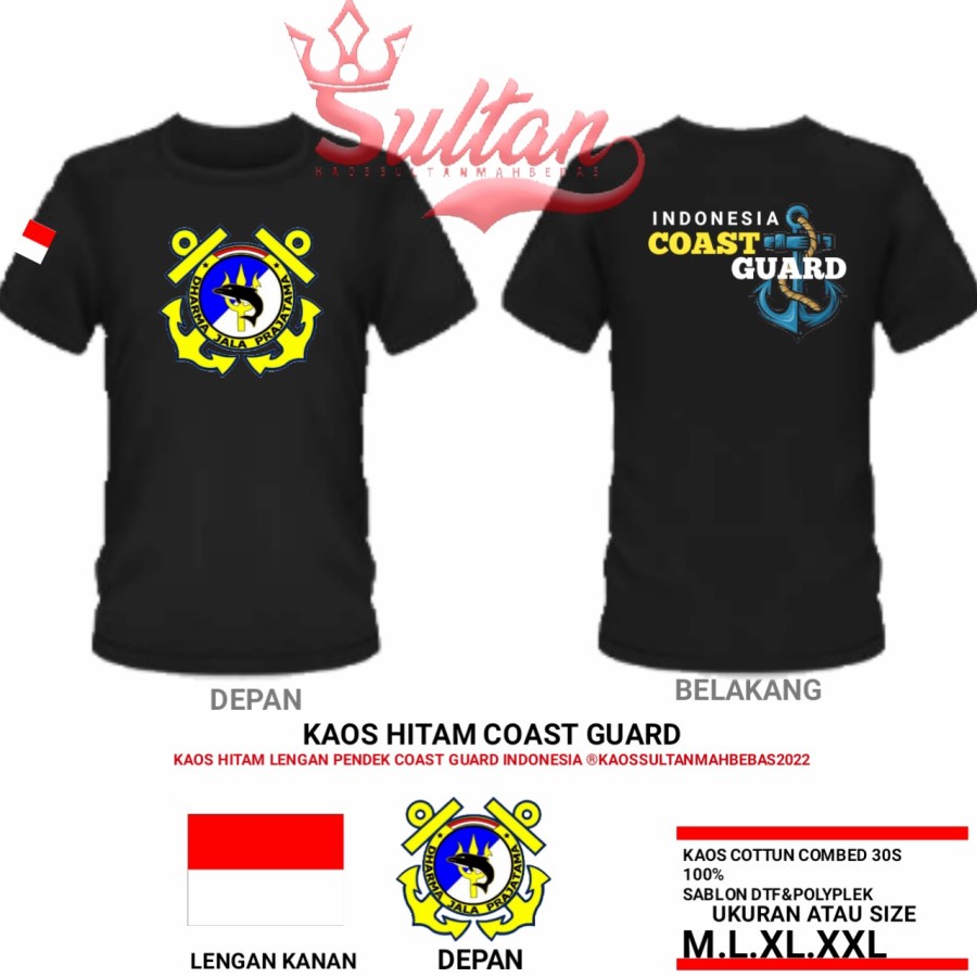 Kaos Coast Guard/ Baju Coast Guard Lengan Pendek/ Seragam Hitam CG