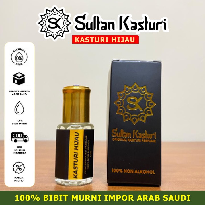 [COD] 100% Original Kasturi Hijau - Parfum Sholat Minyak Wangi Kasturi Hijau Original Sultan Kasturi