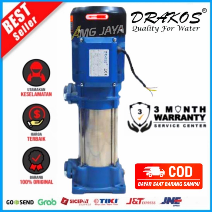 Jual Pompa Air Booster Vertikal RO CNP DVP4-8 3HP 3Phase DRAKOS Pump ...