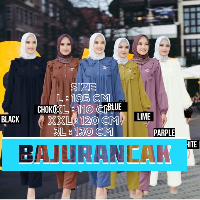 Baju Setelan Wanita Jumbo 2022 Julita Set Tunik Crinkle Pakaian Wanita Jumbo LD 120 Cm Set Permpuan Dewasa Fashion Wanita Kekinian Tunik Set Celana Kekinian