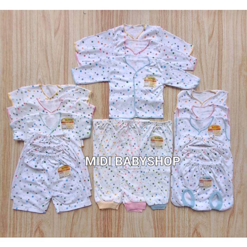 18 Pcs Paket Baju Bayi Baru lahir Polkadot Saffenda Baby SNI