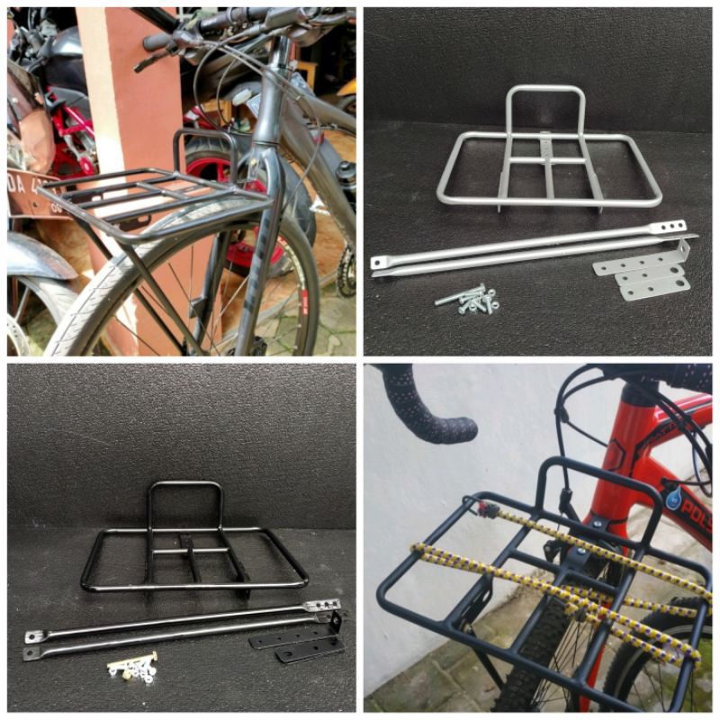 FRONT RACK PANIER KERANJANG RAK DEPAN SEPEDA FIXIE JADUL BALAP GUNUNG BESI TEBAL DOP