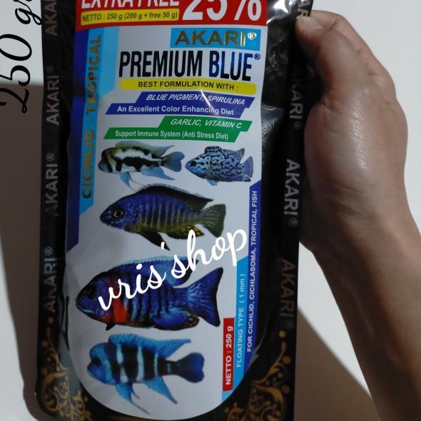 Akari premium blue ciklid 250 gram pakan ikan ciklid