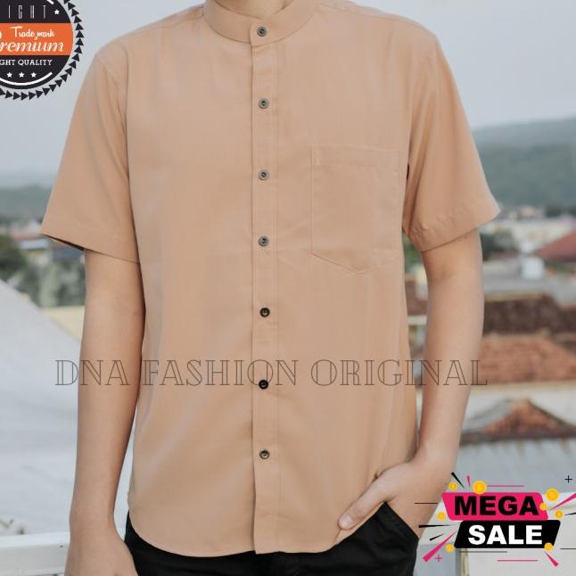 Kemeja Koko Pria Lengan Pendek Katun | Baju Koko Pria Polos baju murah - Mocca, M
